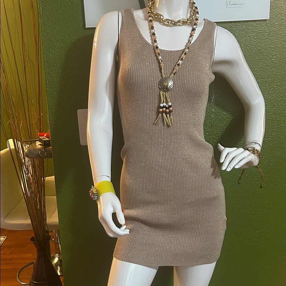 Almost Famous Tan optional Long Sleeve Dress. Winter don’t care!!offer!! - Picture 3 of 8